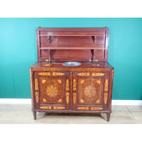 500 - A late 18th Century Dutch marquetry inlaid Cabinet with hinged lid fitted with two folding shelves b... 