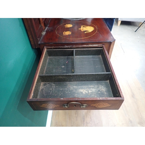 500 - A late 18th Century Dutch marquetry inlaid Cabinet with hinged lid fitted with two folding shelves b... 