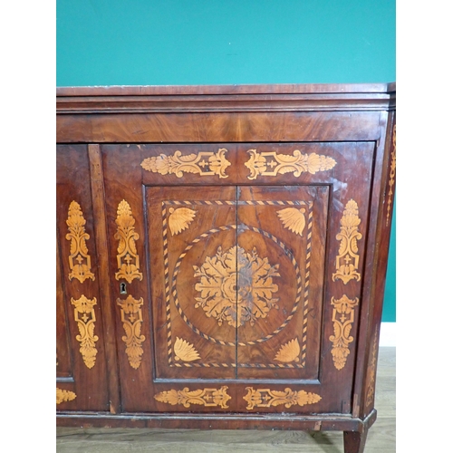 500 - A late 18th Century Dutch marquetry inlaid Cabinet with hinged lid fitted with two folding shelves b... 