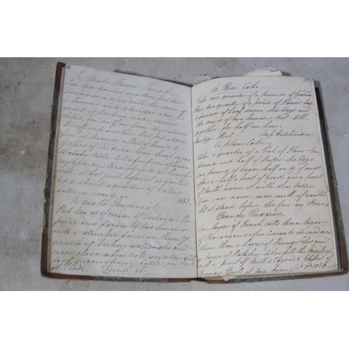 412 - An album c.1835 with handwritten cookery recipes and medical potions ,and verses,  inscribed in pen ... 