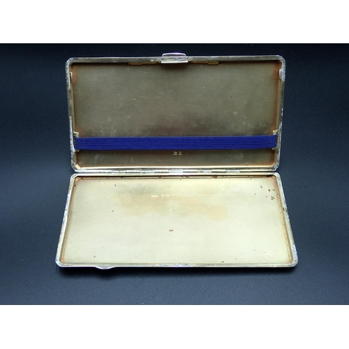 135 - A George VI silver Cigarette Case with engine turning, Birmingham 1939, 260gms