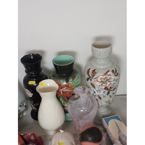 235 - A selection of Vases, a Dish and Cover modelled as a pig, Paperweights, Plates etc