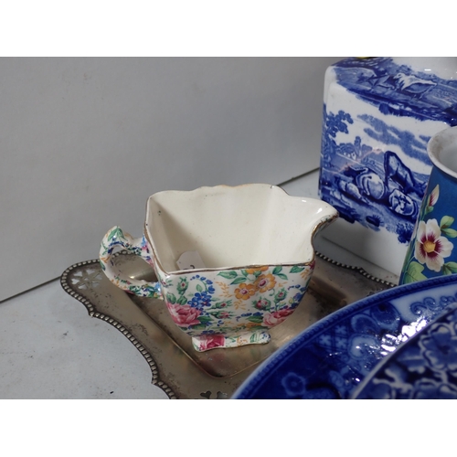 246 - A quantity of blue and white items including Plates, Jugs, etc