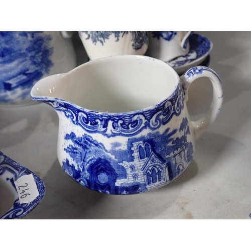 246 - A quantity of blue and white items including Plates, Jugs, etc