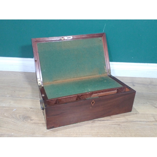 25 - A Georgian mahogany Writing Slope 1ft 5in W, a 19th Century mahogany Tea Caddy 10in W and a 19th Cen... 