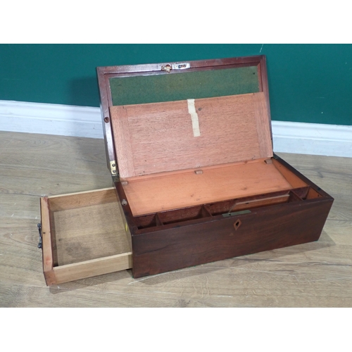 25 - A Georgian mahogany Writing Slope 1ft 5in W, a 19th Century mahogany Tea Caddy 10in W and a 19th Cen... 