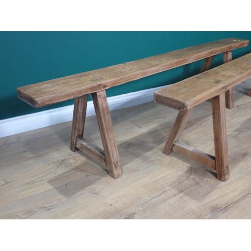 28 - A pair of rustic elm Refectory Benches 5ft 10in L x 1ft 5in H