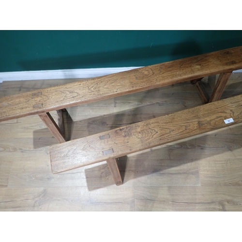 28 - A pair of rustic elm Refectory Benches 5ft 10in L x 1ft 5in H