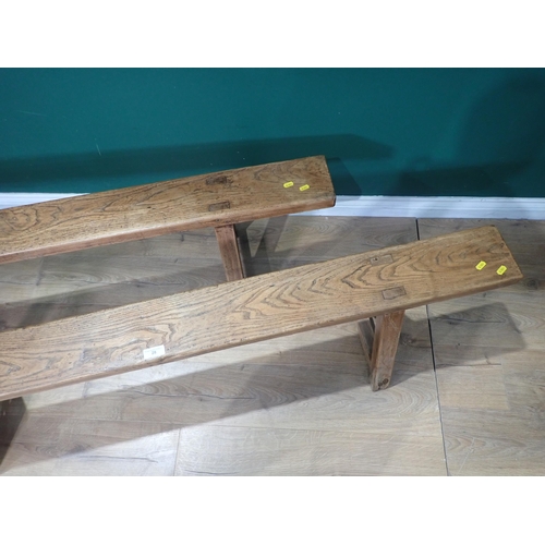 28 - A pair of rustic elm Refectory Benches 5ft 10in L x 1ft 5in H