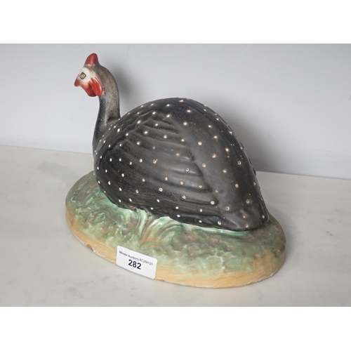 282 - A Staffordshire Guinea Fowl Tureen Cover (small chip to edge) 20cm Long.