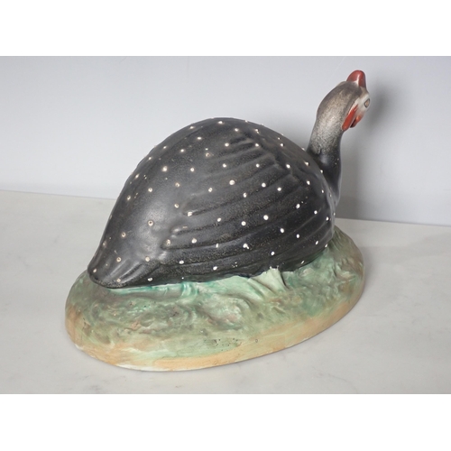 282 - A Staffordshire Guinea Fowl Tureen Cover (small chip to edge) 20cm Long.