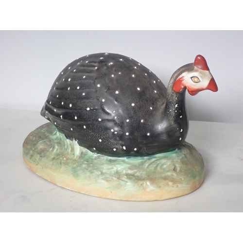 282 - A Staffordshire Guinea Fowl Tureen Cover (small chip to edge) 20cm Long.