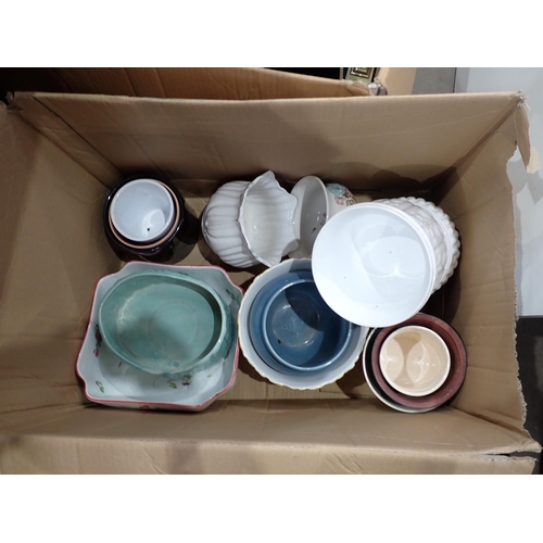 287 - Four Boxes of Ceramics and Glassware including, Chamber Pots, Candlesticks, Lampshades, Bowls, Plant... 