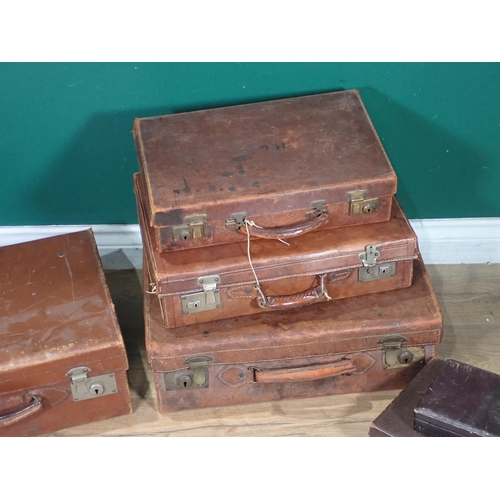 308 - Three leather Cases, another Trunk and two small Cases