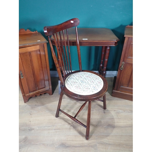 312 - A Victorian walnut Side Table, two Victorian Pot Cupboards and a single Chair