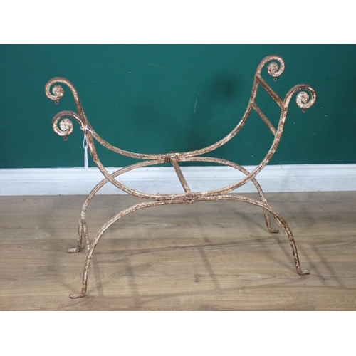 318 - A metal cross frame Chair, lacking upholstery (possibly Regency).