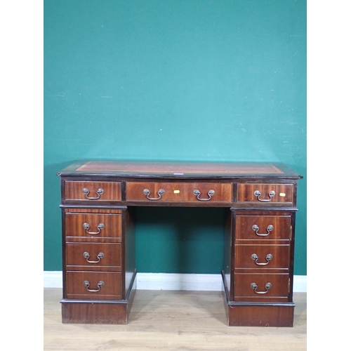 321 - A reproduction mahogany Pedestal Desk, 4ft L.