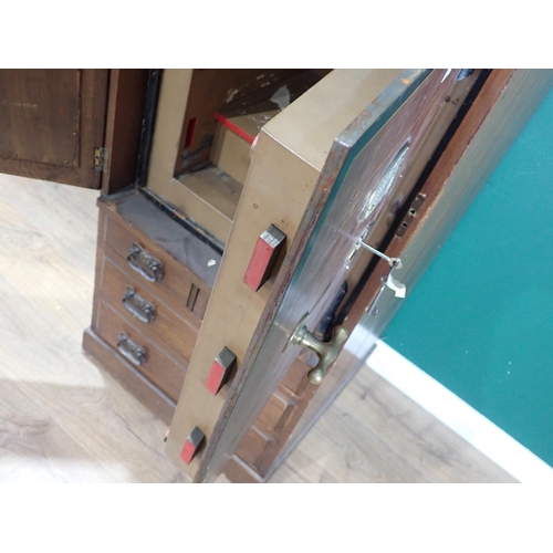 323 - An oak Safe Case with mirror door above two short and two long drawers 4ft 3in H x 2ft W and a Birmi... 