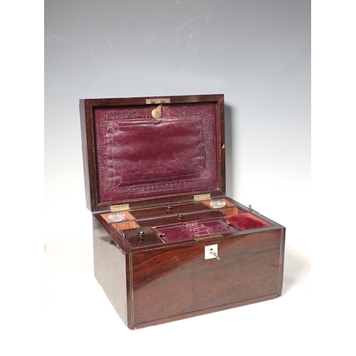 326 - A 19th Century rosewood and brass inset Writing Box with fitted interior 11in W x 7in H