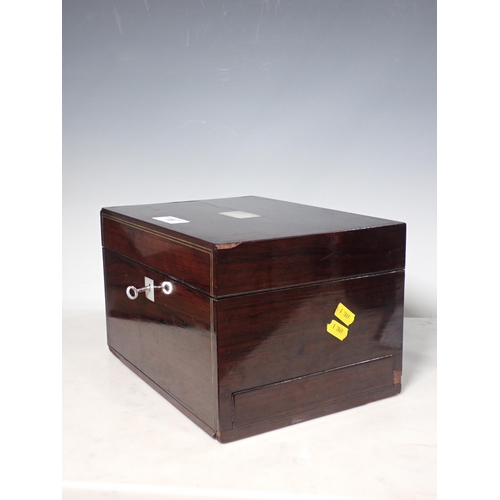 326 - A 19th Century rosewood and brass inset Writing Box with fitted interior 11in W x 7in H