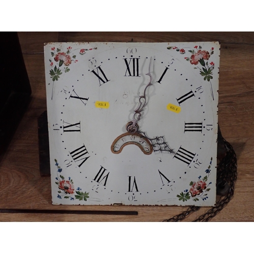 330 - An antique oak Longcase Clock with square painted face and date dial 6ft 9in H A/F