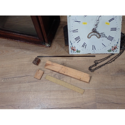 330 - An antique oak Longcase Clock with square painted face and date dial 6ft 9in H A/F