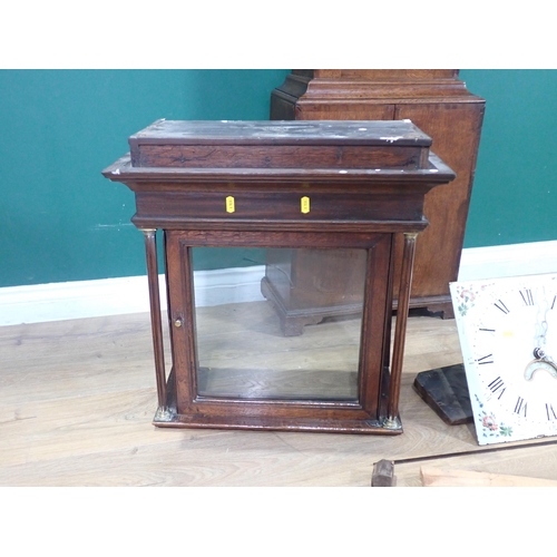 330 - An antique oak Longcase Clock with square painted face and date dial 6ft 9in H A/F