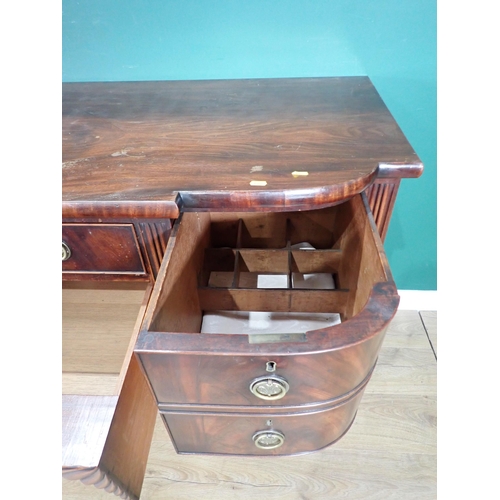 349 - A 19th Century mahogany Sideboard fitted three drawers and a cellarette drawer mounted upon turned s... 