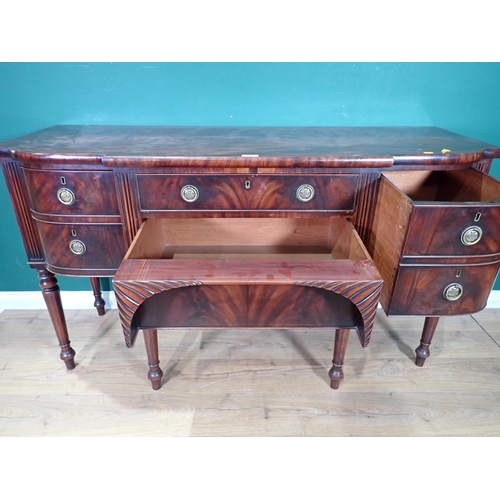 349 - A 19th Century mahogany Sideboard fitted three drawers and a cellarette drawer mounted upon turned s... 