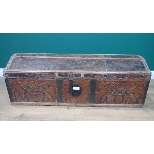 35 - An 18th Century leather covered dome topped Trunk with studwork decoration 3ft 5in W x 1ft 2in H