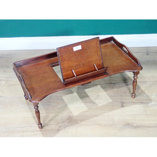 352 - A mahogany Bed Tray and Reading Stand on turned supports, bearing Carters label 2ft 3in W