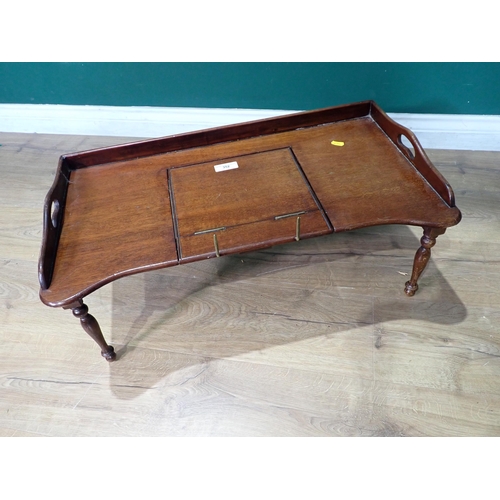 352 - A mahogany Bed Tray and Reading Stand on turned supports, bearing Carters label 2ft 3in W