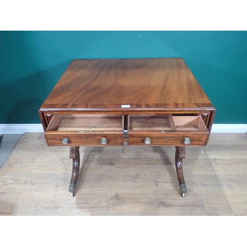 378 - A 19th Century mahogany Sofa Table fitted two frieze drawers on one side and single frieze drawer on... 