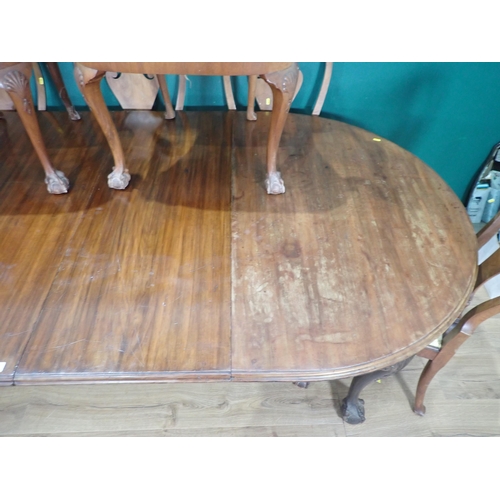 381 - A 19th Century mahogany extending D-end Dining Table with two spare leaves mounted on cabriole legs ... 