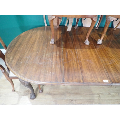 381 - A 19th Century mahogany extending D-end Dining Table with two spare leaves mounted on cabriole legs ... 