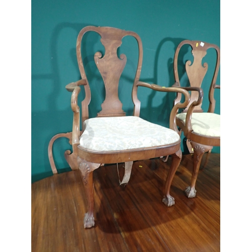 381 - A 19th Century mahogany extending D-end Dining Table with two spare leaves mounted on cabriole legs ... 