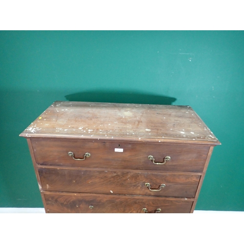 382 - A 19th Century mahogany Chest of five graduated drawers on plinth base 4ft 11in H x 3ft 7in W