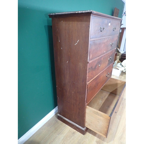 382 - A 19th Century mahogany Chest of five graduated drawers on plinth base 4ft 11in H x 3ft 7in W