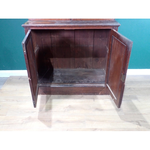 388 - A mahogany Bookcase the glazed top above a pair of panelled doors on plinth base, 7ft 7