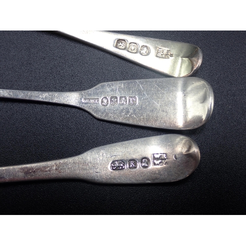 394 - Four William IV silver Teaspoons, fiddle pattern, engraved initials, Glasgow 1834, four other fiddle... 