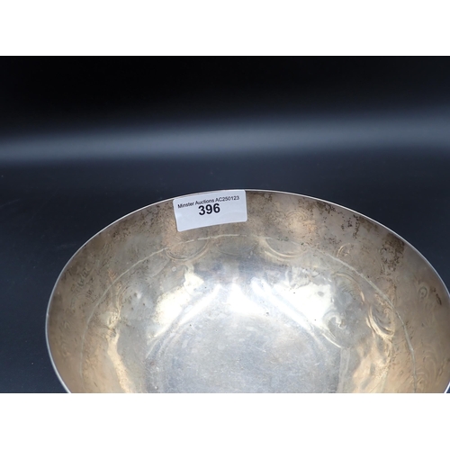 396 - A George III silver Bowl, leafage scroll engraved, London 1798, 250gms, worn