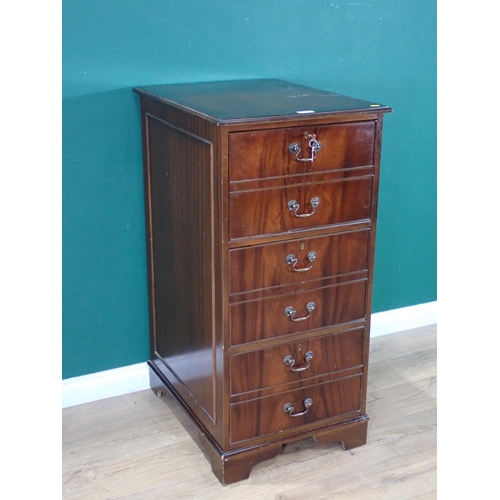 59 - A mahogany veneered three drawer Filing Cabinet 3ft 8in H x 1ft 9in W