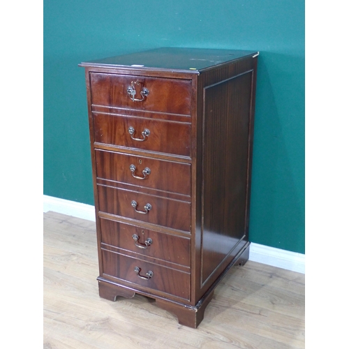 59 - A mahogany veneered three drawer Filing Cabinet 3ft 8in H x 1ft 9in W