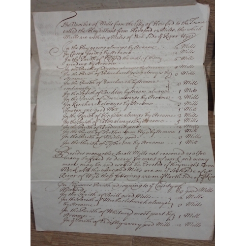 78 - Five 17th and 18th Century handwritten and printed Documents relating to the Wye and Lugg Navigation... 