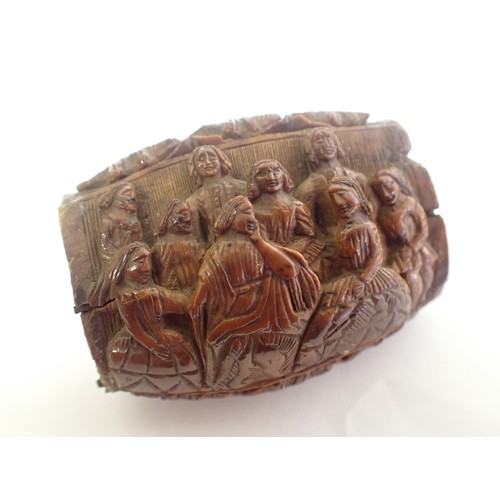 214 - A carved Snuff Box, A/F