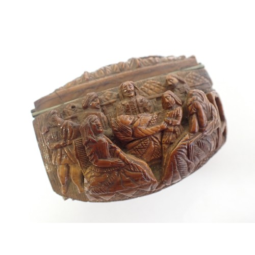 214 - A carved Snuff Box, A/F