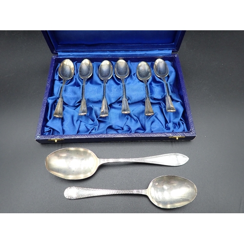 108 - Two George V silver Spoons, Sheffield and Birmingham 1929, and six Italian silver Coffee Spoons, in ... 