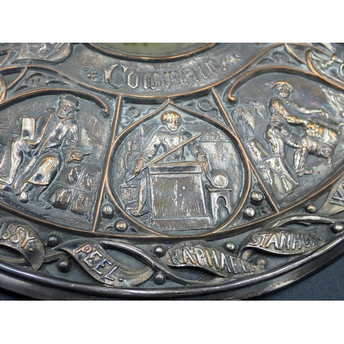 143 - An unusual plated Inkstand with central globe surrounded by figures in various pursuits and numerous... 