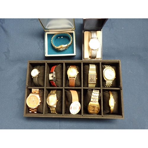 179 - Twelve Wristwatches, some vintage, some replica, including; Croton Nivada Grenchen, Hudson, Seiko, M... 