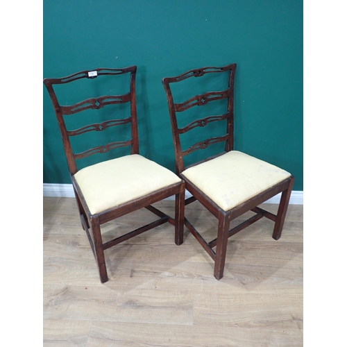 19 - A pair of Georgian mahogany Dining Chairs with pierced rail backs and drop in seats, a 19th Century ... 